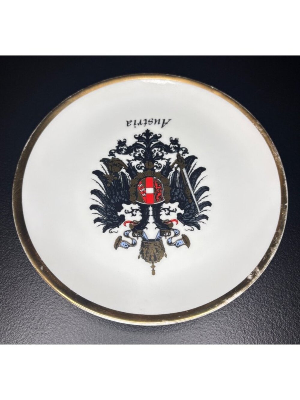 Austria Empire Coat Of Arms Collector Plate Eagle Imperial Crown Sword Vintage - Picture 2 of 3